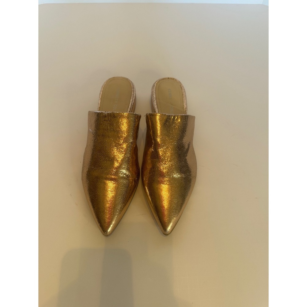 Kenneth Cole New York Metallic Rose Gold Pointed Toe Mules Flats Slides
